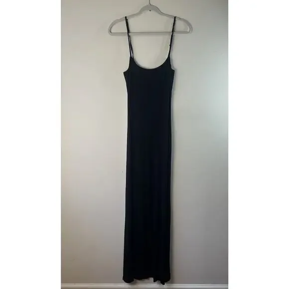 Skims Soft Lounge Long Slip Dress Ribbed Maxi Tank Stretch Modal Onyx Women's 2X - Picture 2 of 10